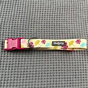 NWOT Blueberry Pet size Large Ginko and Leaf Pattern Collar